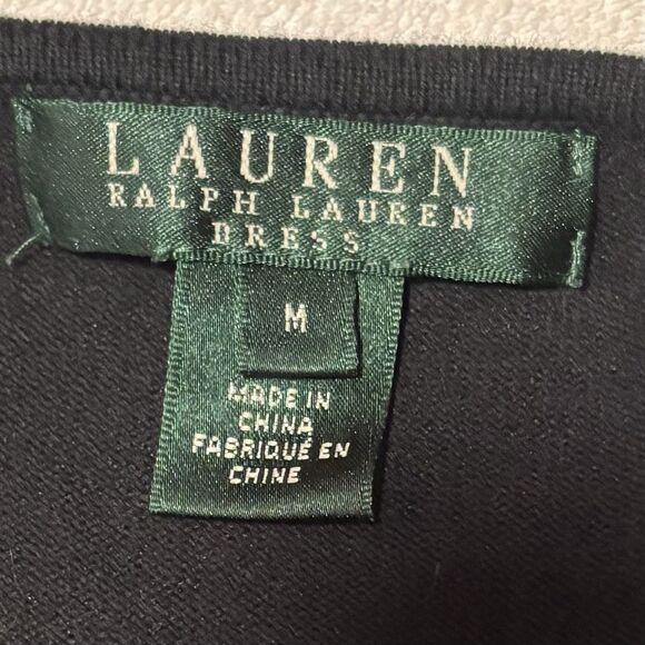 Lauren Ralph Lauren Knit Dress Women's Size Medium Black White Check Stretch - Picture 5 of 12